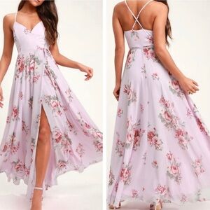 Lulu’s Elegantly Inclined Floral Wrap Dress, size large.  NWT.  See description.